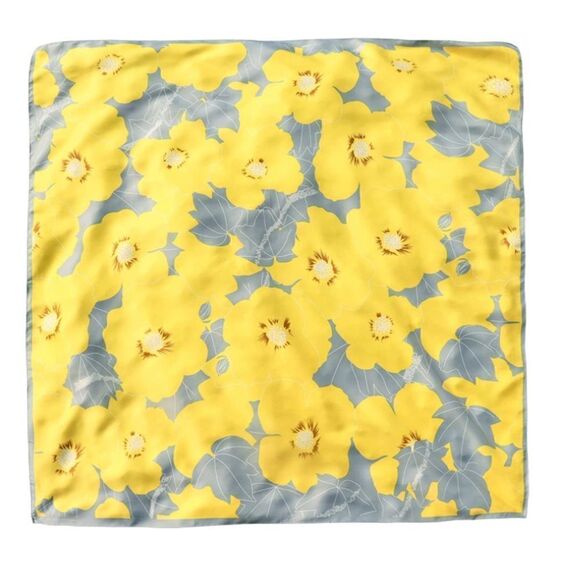 Yellow Floral Silky Scarf  - Picture 2 of 4